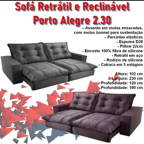 Sala sofá retrátil e reclinável de 230 cm ZAP *