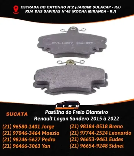 Pastilha do Freio Dianteiro Renault Logan Sandero 2015 à 2022