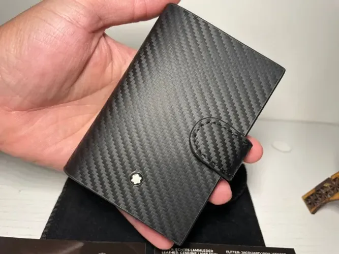 porta cartão masculino montblanc couro legitimo classico top