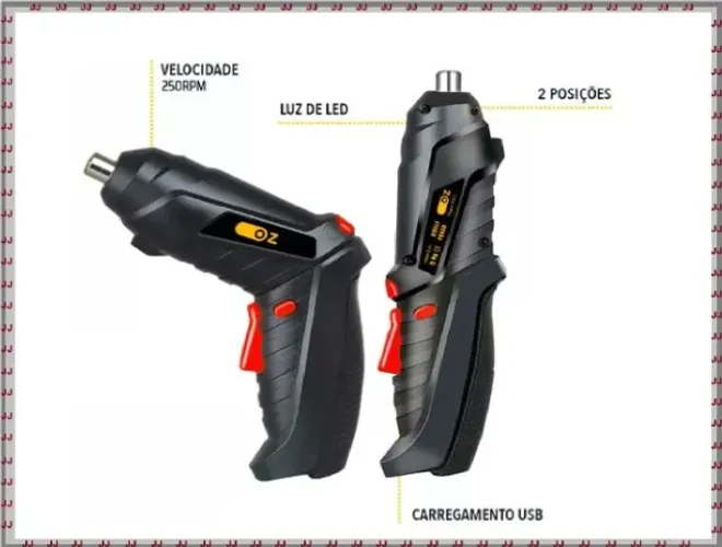 Parafusadeira 4.8v 250 Rpm Série especial com 30 bits e 2 posições