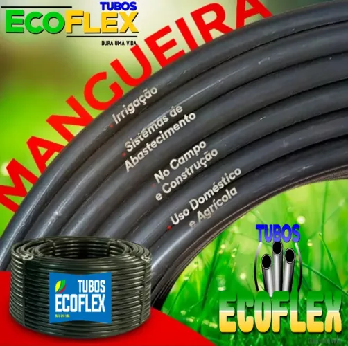 Mangueira Preta de Irrigação Polietileno 1.1/2" Pol Borracha Lisa