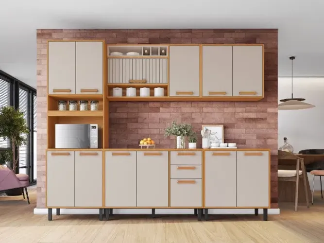 Cozinha Completa Nápoles 5 peças Cinamomo/Off White Até 12x - Frete Grátis