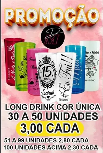 Copos long drink 350ml personalizados