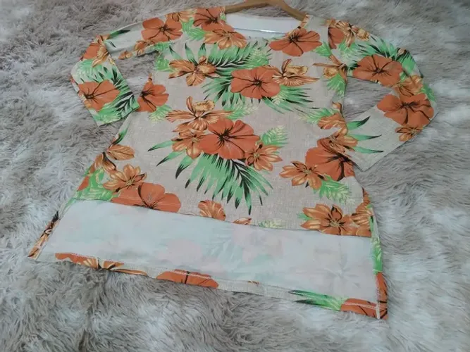 Blusa estampada manga longa Tam G