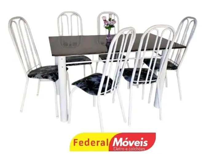 Mesa de jantar de ferro1,40x75m 6 caderas 