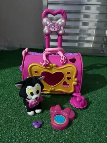 Mala de transporte do gatinho Figaro da Minnie Mouse da Disney 