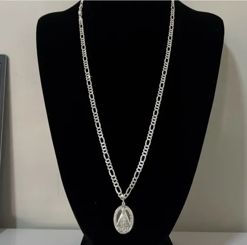 Cordão de Prata 925 com Pingente de Nossa Senhora