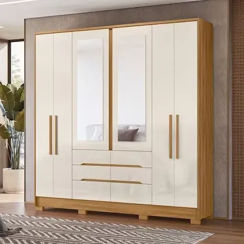 Guarda Roupa Casal 6 Portas e 6 Gavetas com Espelho DIVIDIMOS EM ATÉ 10X SEM JUROS