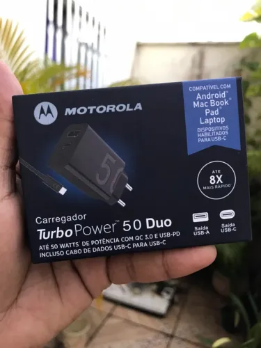 Carregador Turbo Power Motorola 50W Original Tipo-C e USB Novo (Garantia)