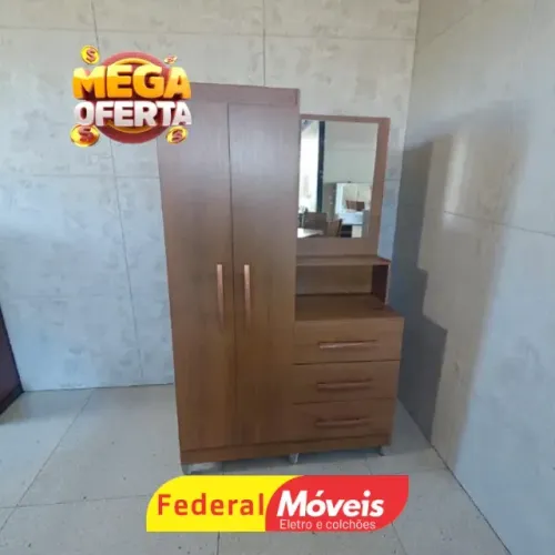 GUARDA ROUPA MARROM C/ ESPELHO E COMODA (TEMOS CREDIÁRIO)