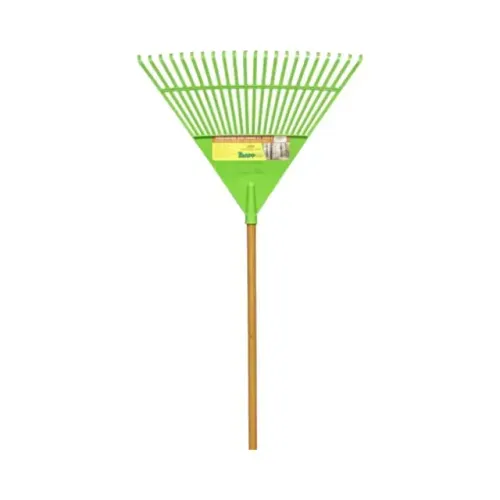 Vassoura Ancinho 22 Dentes Verde com Cabo para Gramas Folhas  TRAPP
