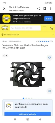 Defletor da ventoinha Logan Sandero original seminovo 