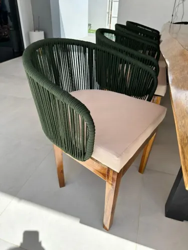poltrona roma plus em madeira e alumínio com cordão náutico!