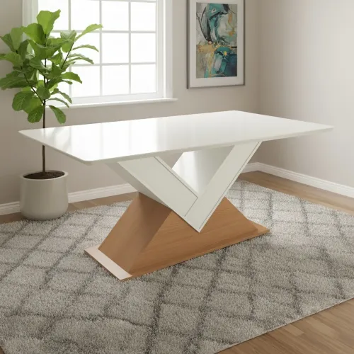 Mesa Jantar Amora BA35 160 Canela/Off White tt87