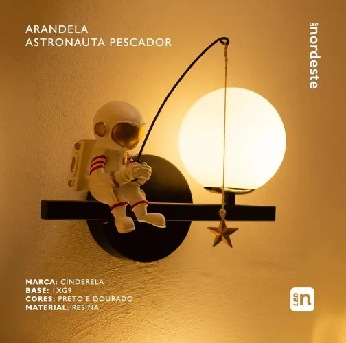 Luminária Astronauta Pescador - Decoração Criativa