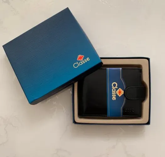 Carteira masculina couro preto Classe