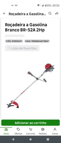 Roçadeira a Gasolina Branco BR-52A 2Hp