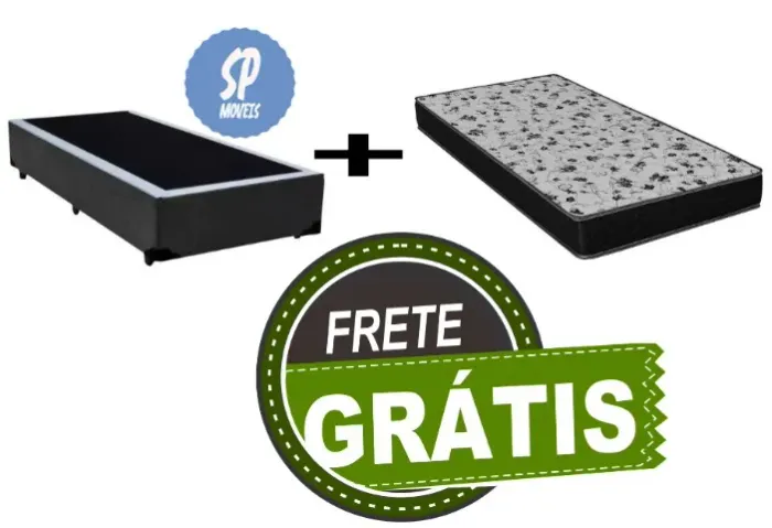 Frete Grátis! Base Box Solteiro + Colchão de Molas Bonnel 20cm