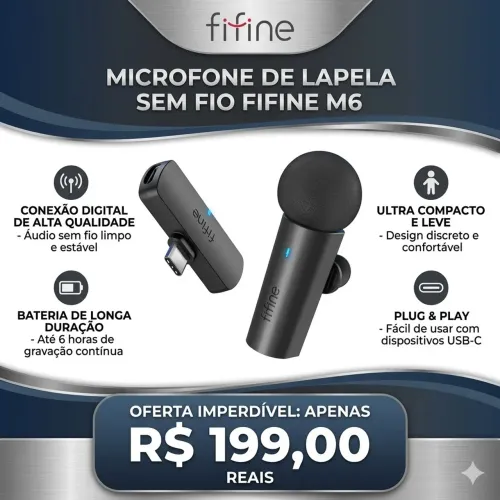 Microfone De Lapela Fifine M6 (Original e Lacrado)