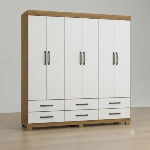 Guarda Roupa Dallas Cinamomo/Branco - A Pronta Entrega