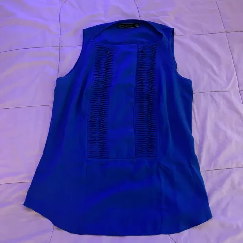 Blusa manga curta azul