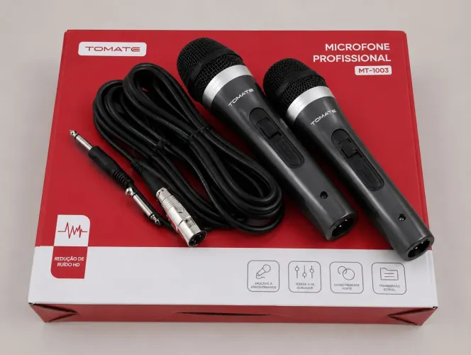 Microfone com fio duplo