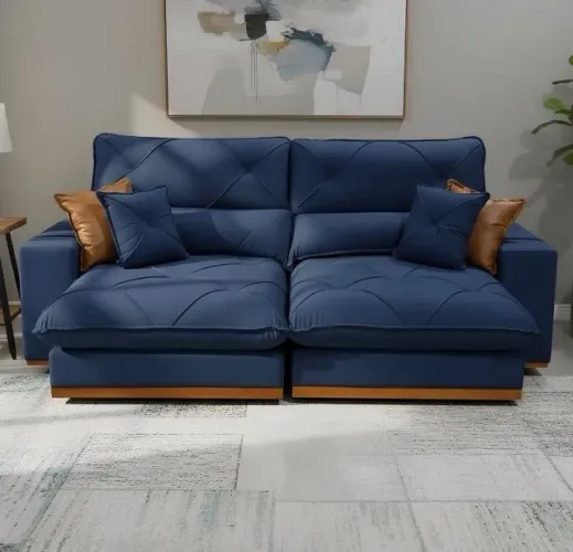 Sofá Retrátil Azul Grand Comfort 2,50 m