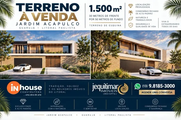 Terreno à venda em Jardim Acapulco, Guarujá - SP Terreno à venda em Jardim Acapulco, Guaru