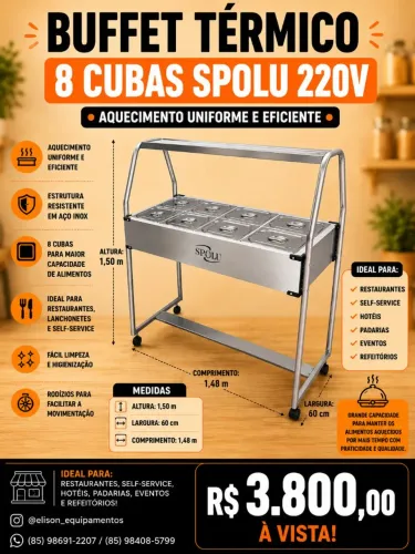 Buffet térmico 8 cubas