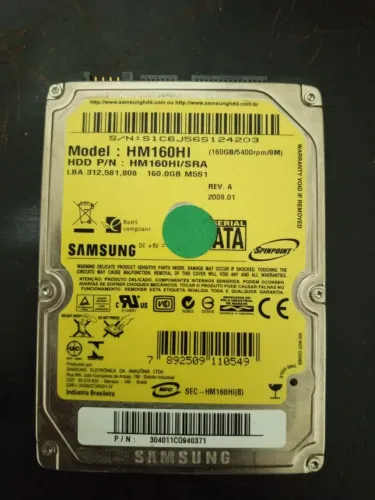 Disco Rígido HD 160GB SATA 2.5" Samsung Spinpoint (HM160HI)
