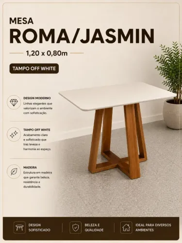 Mesa de Jantar 1.20cm avulda Madeira