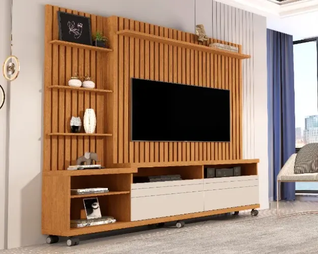 Home Ripado com rodízios para TV até 55'' ! Frete e montagem grátis.