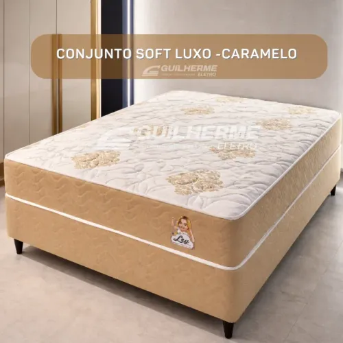 Conjunto Box Isofort Soft Luxo Caramelo (Base e Colchão separados) 138x188x70