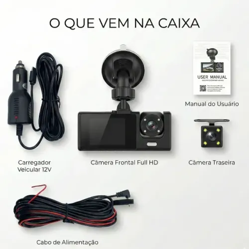 Câmera Veicular 3 Canais Wifi Full Hd 1080p