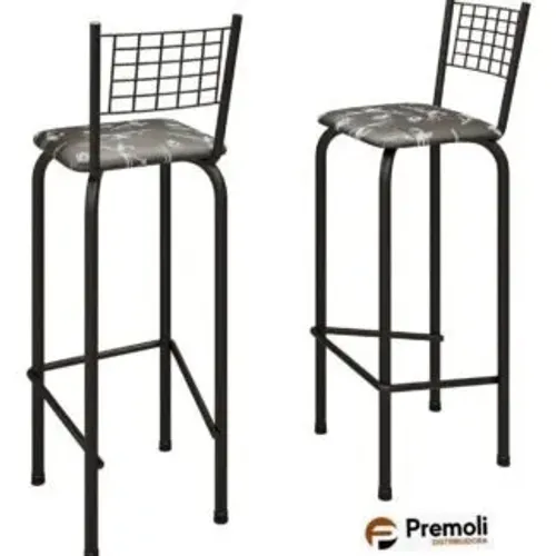 Kit 02 Banqueta Iza -Tubo Preto Alt. Assento: 63 cm / Total 96 cm / Tubo: 1? Tecido Variaç