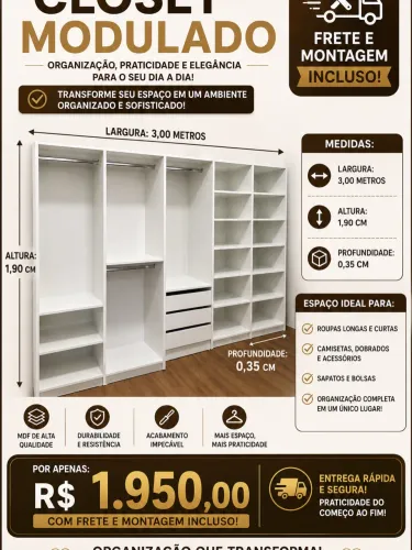 Super promoção de closet MDF ! 10x de 195,00 no cartão !