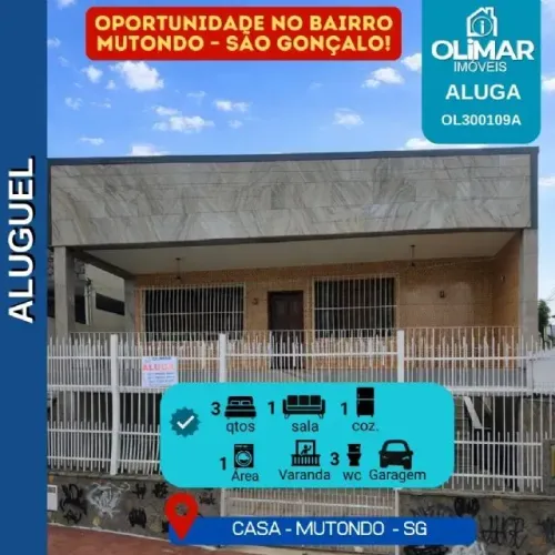 Aluguel de excelente casa com 245 metros quadrados, 3 quartos em Mutondo - São Gonçalo - R