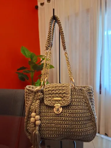 Bolsa em crochê fio náutico luxo