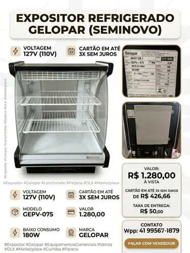 Expositor refrigerado semi-novo gelopar