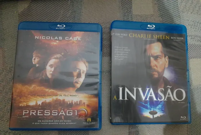 2 blu rays originais dos filmes Presságio e A Invasão 