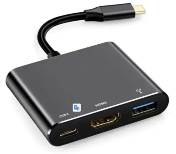 Cabo Adaptador Usb Tipo C,Hdmi,Usb Cor Preto