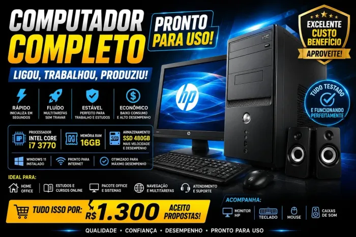 ? COMPUTADOR COMPLETO i7 + 16GB + SSD | LIGOU, TRABALHOU, PRODUZIU! ?