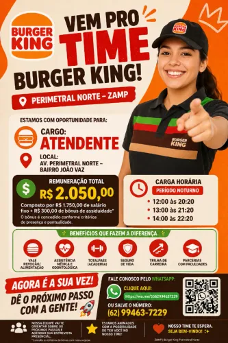 Vaga de emprego Burger King