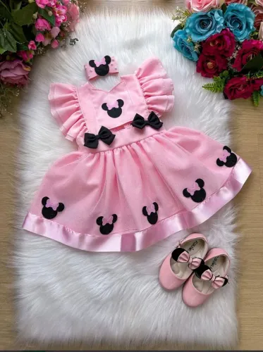 Vestido/romper infantil da Minnie.