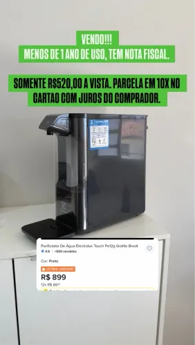 Filtro Purificador eletrolux Pure 4x Água Gelada, Fria e Natural Cinza PE12G