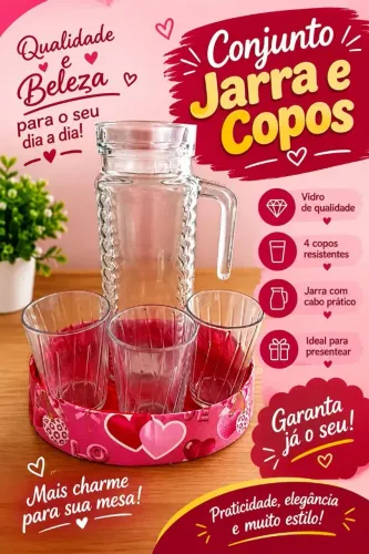 Conjunto de jarra 1ltro 3 copo