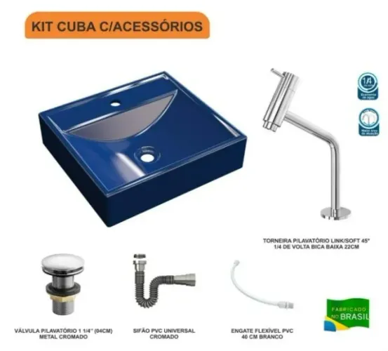 Kit Cuba + Torneira Pratika Metal + Válvula + Sifão Cromado 