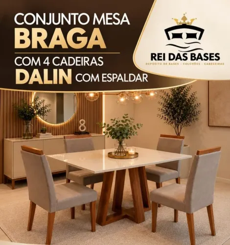 Promoção Mesa 4 lugares nova com cadeiras veludo acento D28