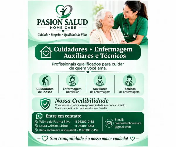 Cuidadores de Idosos e Enfermagem Domiciliar - Pasion Salud