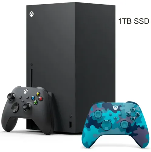 Xbox Series X 1TB com controle + controle camuflado azul
